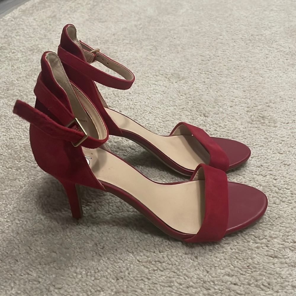 Red suede sandals